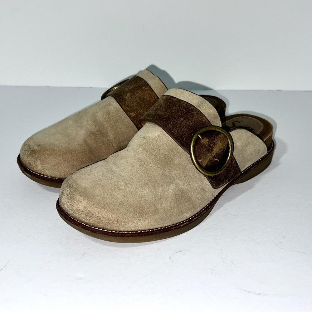 SOFFT Women Billie Grey Suede Leather Slip On Clogs Mules Shoes Size 7